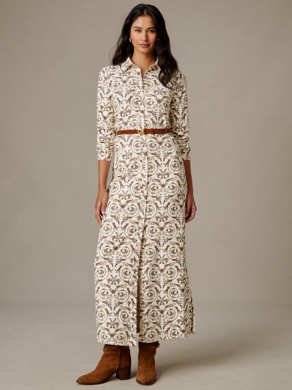 J McLaughlin Amory Maxi Dress in Noble Crest - Cream/Gold NEW